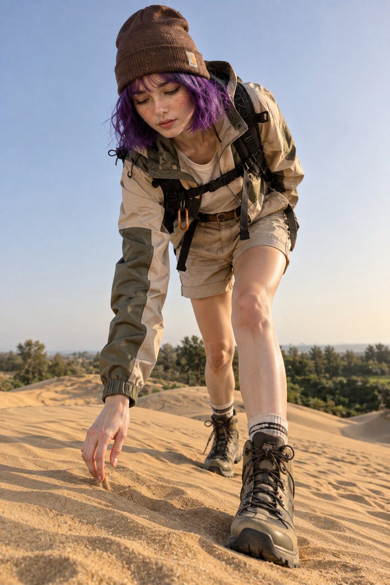 Hyper-realistic desert adventure portrait