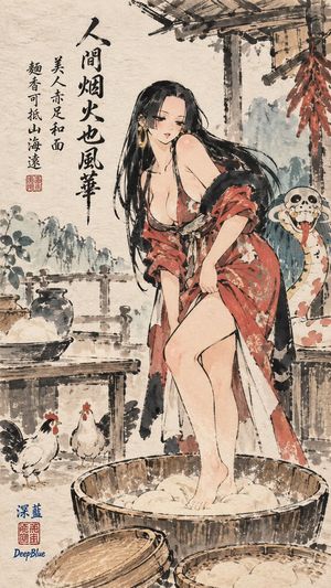 Feng Zikai Ink Wash Comic Style Prompt - 1
