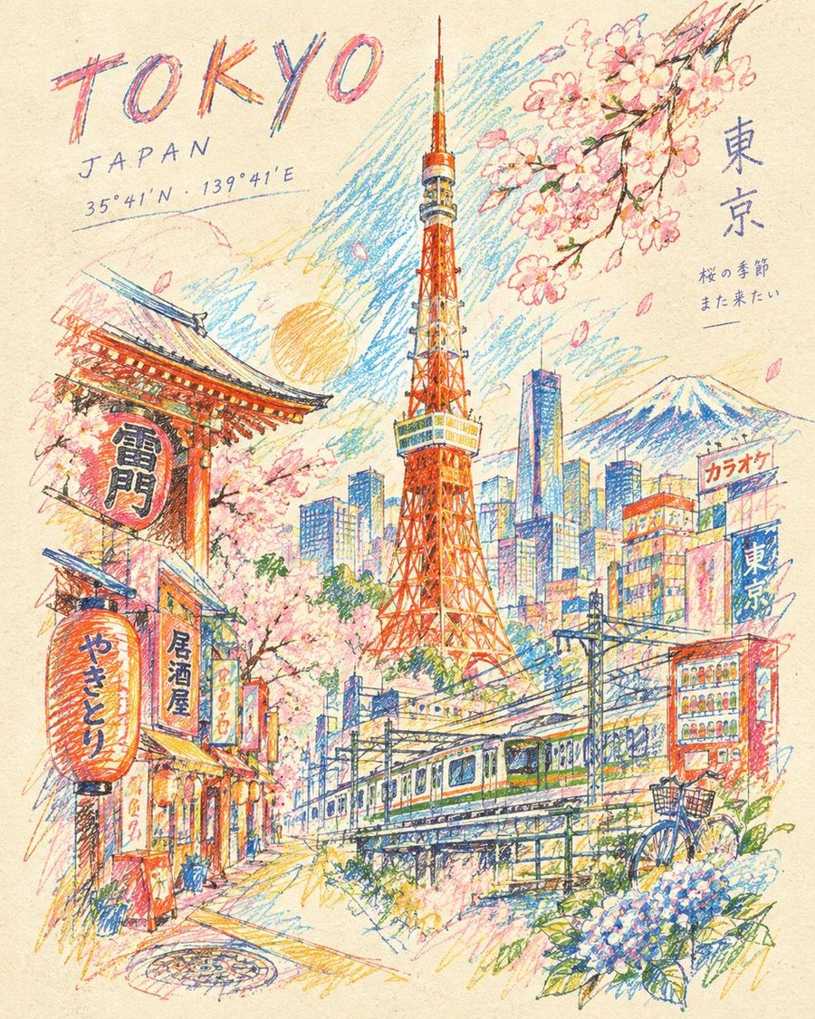 Handcrafted Travel Art Poster Prompt