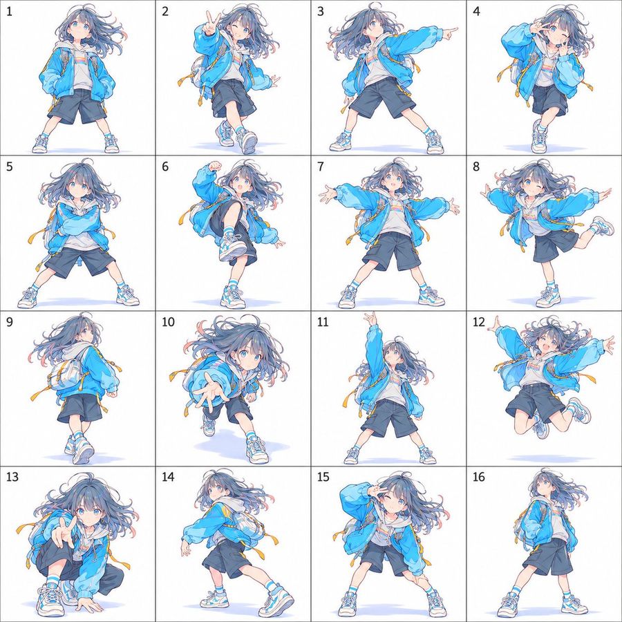 Anime Girl Streetwear Pose Sheet