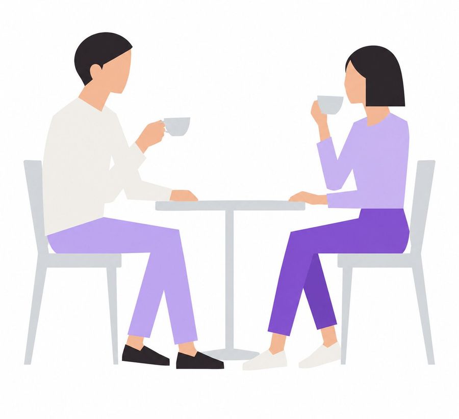 Flat Illustration: Couple Drinking Tea
