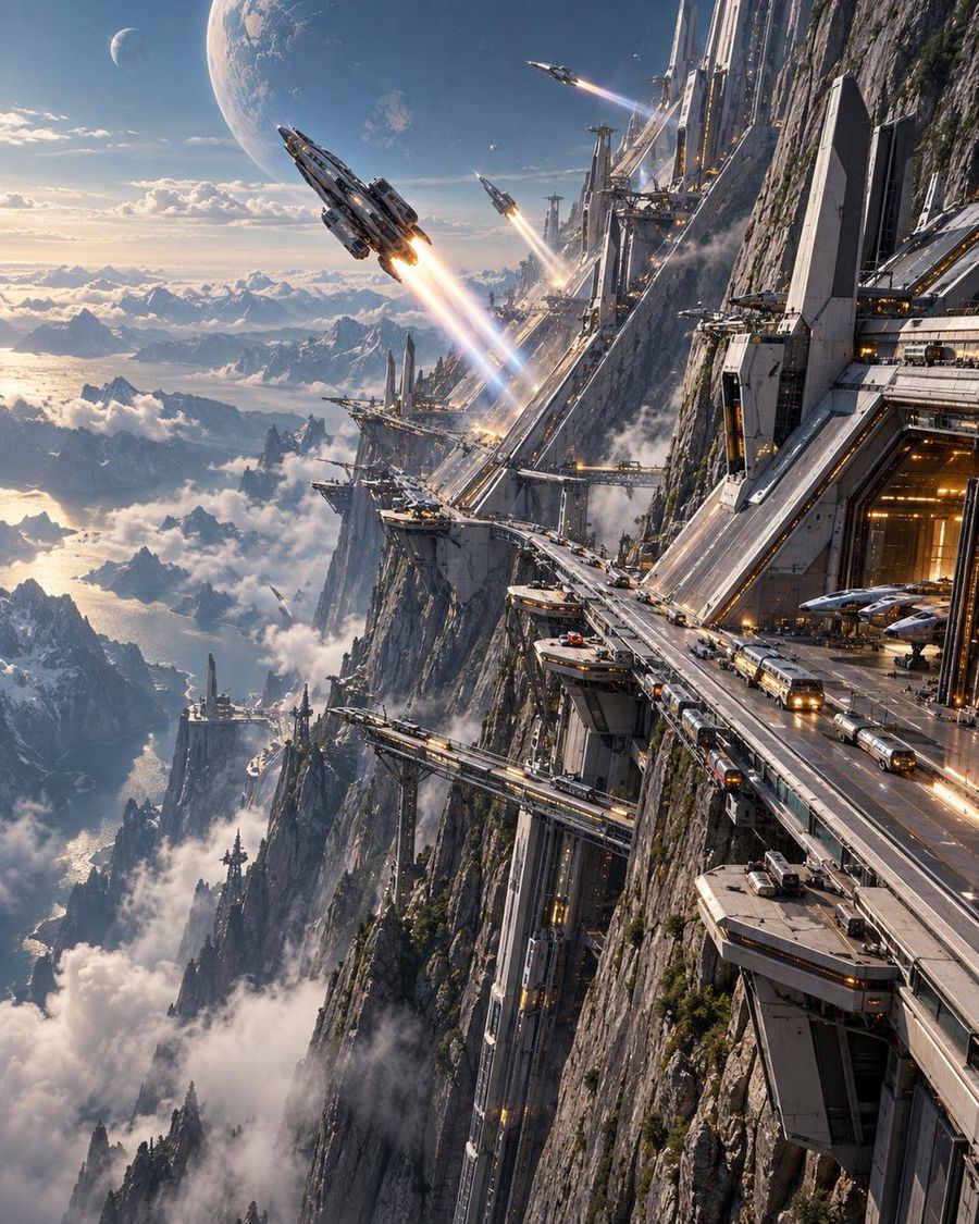 Sci-Fi Mountain Spaceport