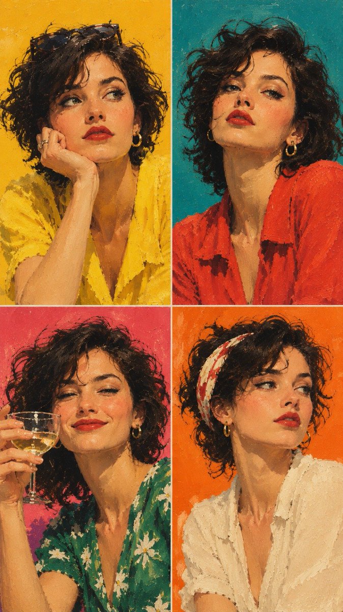 Portrait à l’huile de style café européen vintage