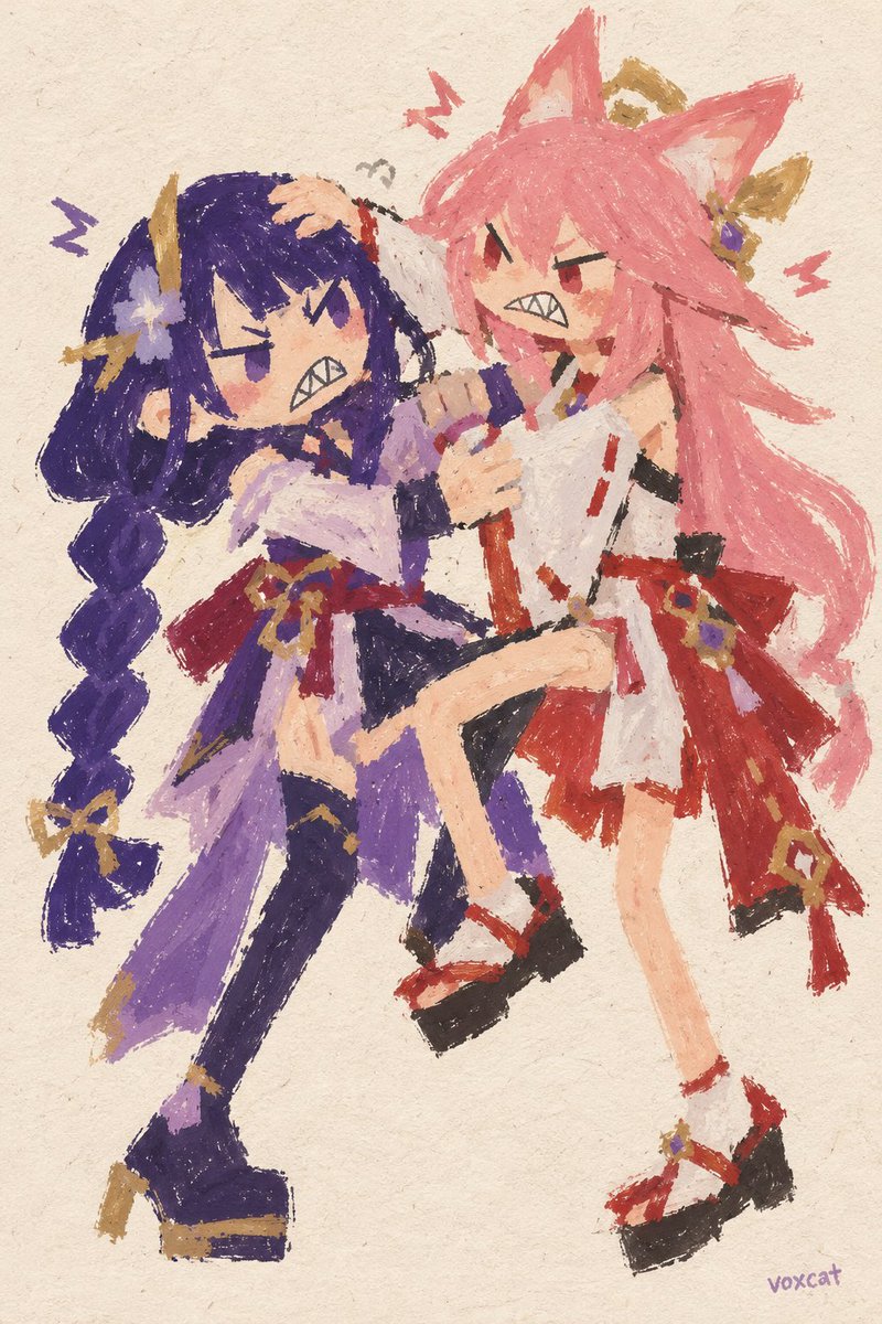 Neo-Naive Style Character Fight Illustration Prompt