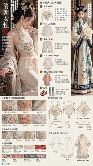 Ancient Chinese Women's Clothing Layering Diagram - 1