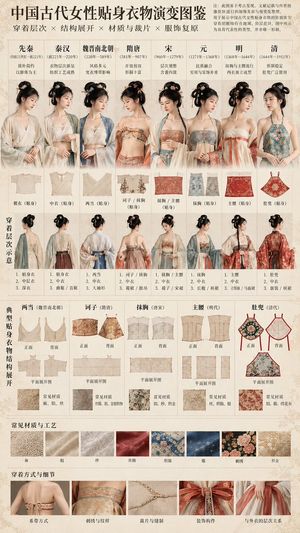 Ancient Chinese Women's Clothing Layering Diagram - 4