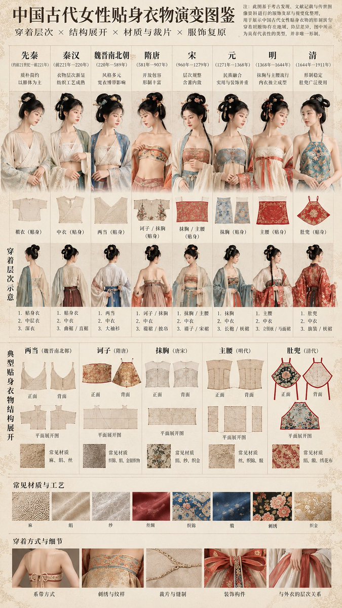 古代中國女性服飾層次結構圖