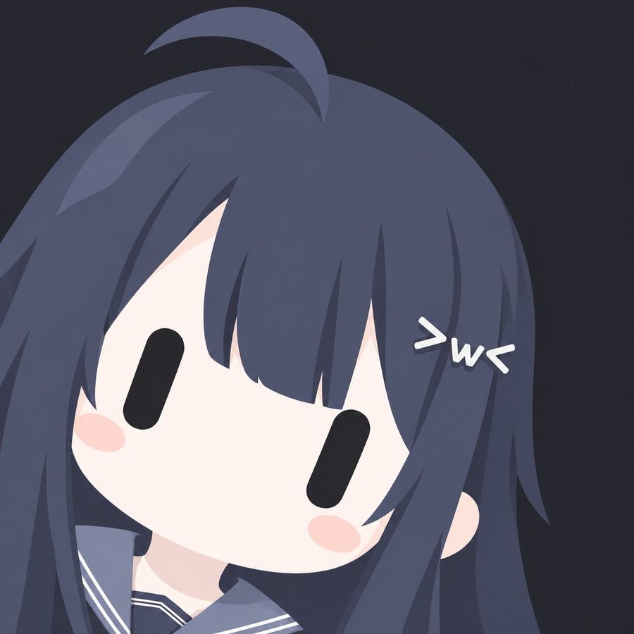 >w< चेहरे वाली चिबी एनीमे लड़की