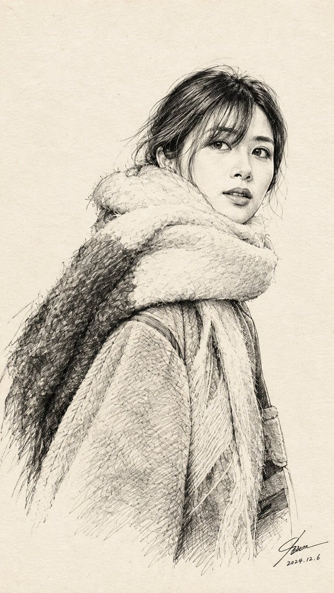 Portrait au stylo à encre de maître