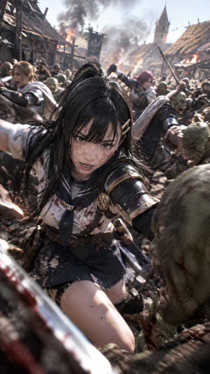 中世の戦場で戦うリアルなアニメ風戦士