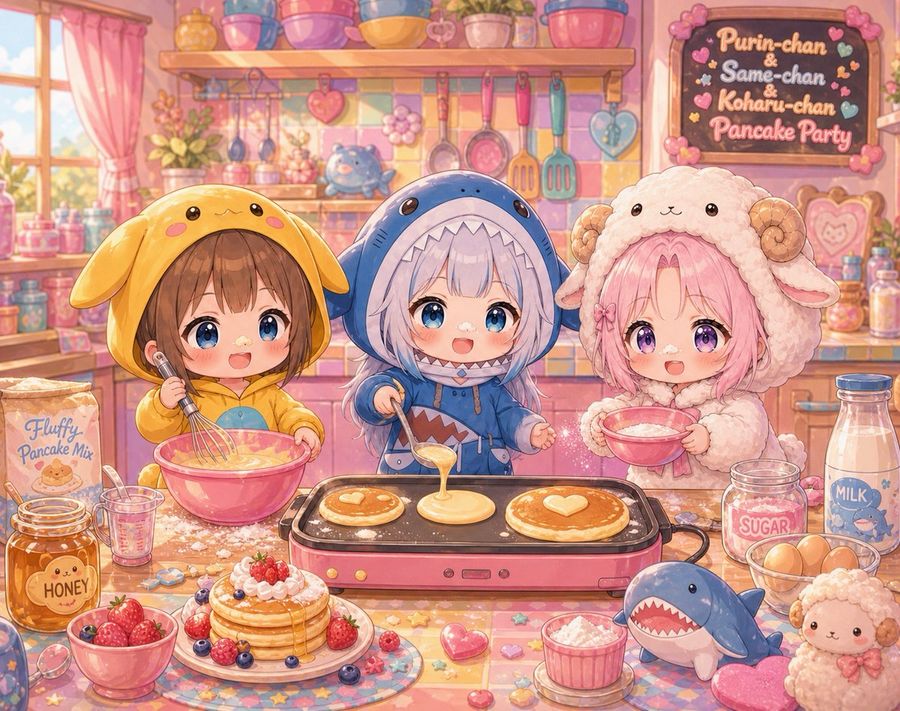 Các Cô Gái Chibi Làm Bánh Kếp