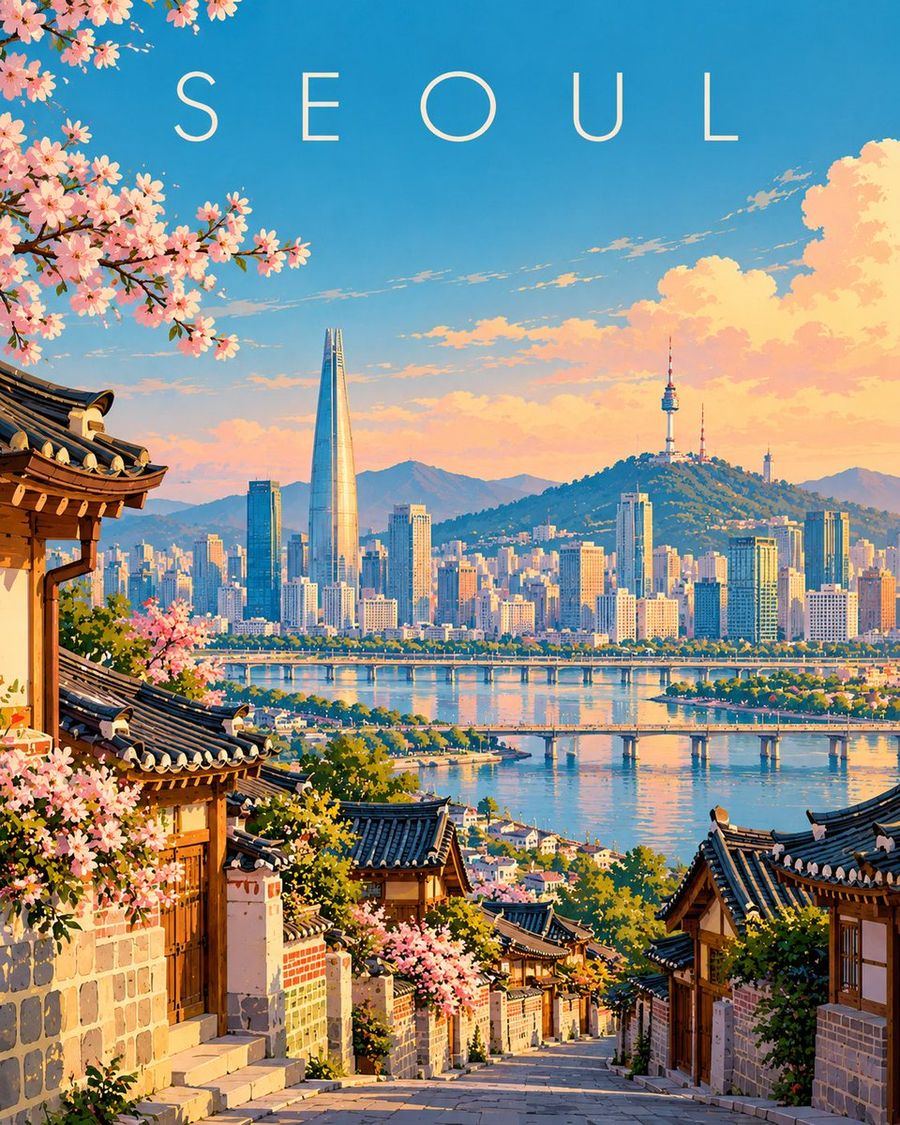 모던 유럽 여행 일러스트
