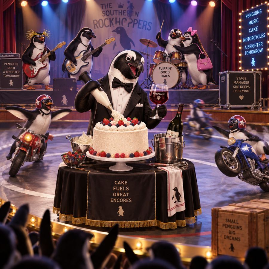 Desempenho no Palco da Banda de Rock dos Pinguins