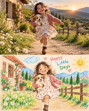 Colagem de Foto da Infância e Desenho a Lápis de Cera - 2