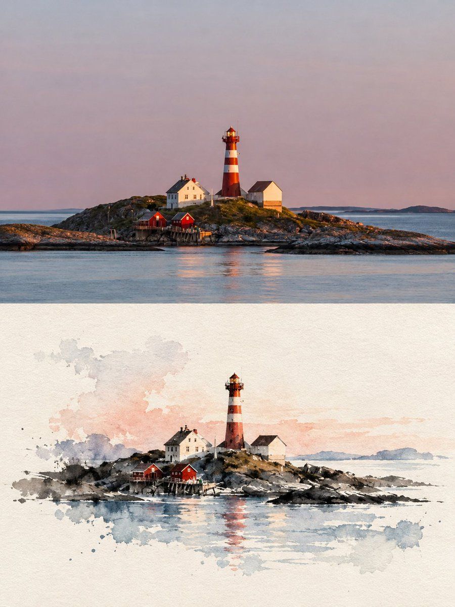 Reconstrução em Tinta Nanquim Minimalista com Imagem Dividida