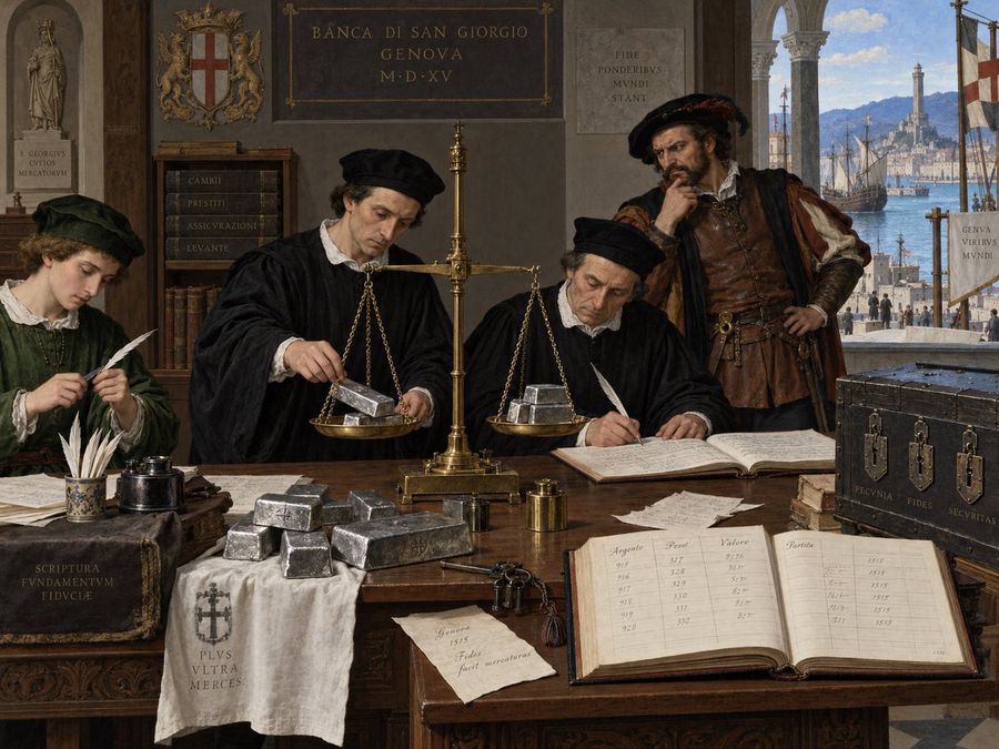 Scène de pesée d'argent à la Renaissance