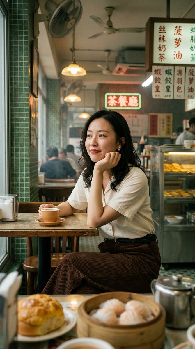 Prompt Chân Dung Phong Cách Retro Cha Chaan Teng Hong Kong