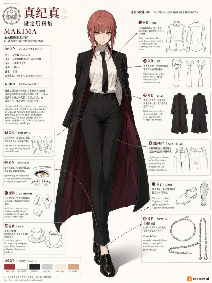 Prompt pour feuille de design de personnage anime