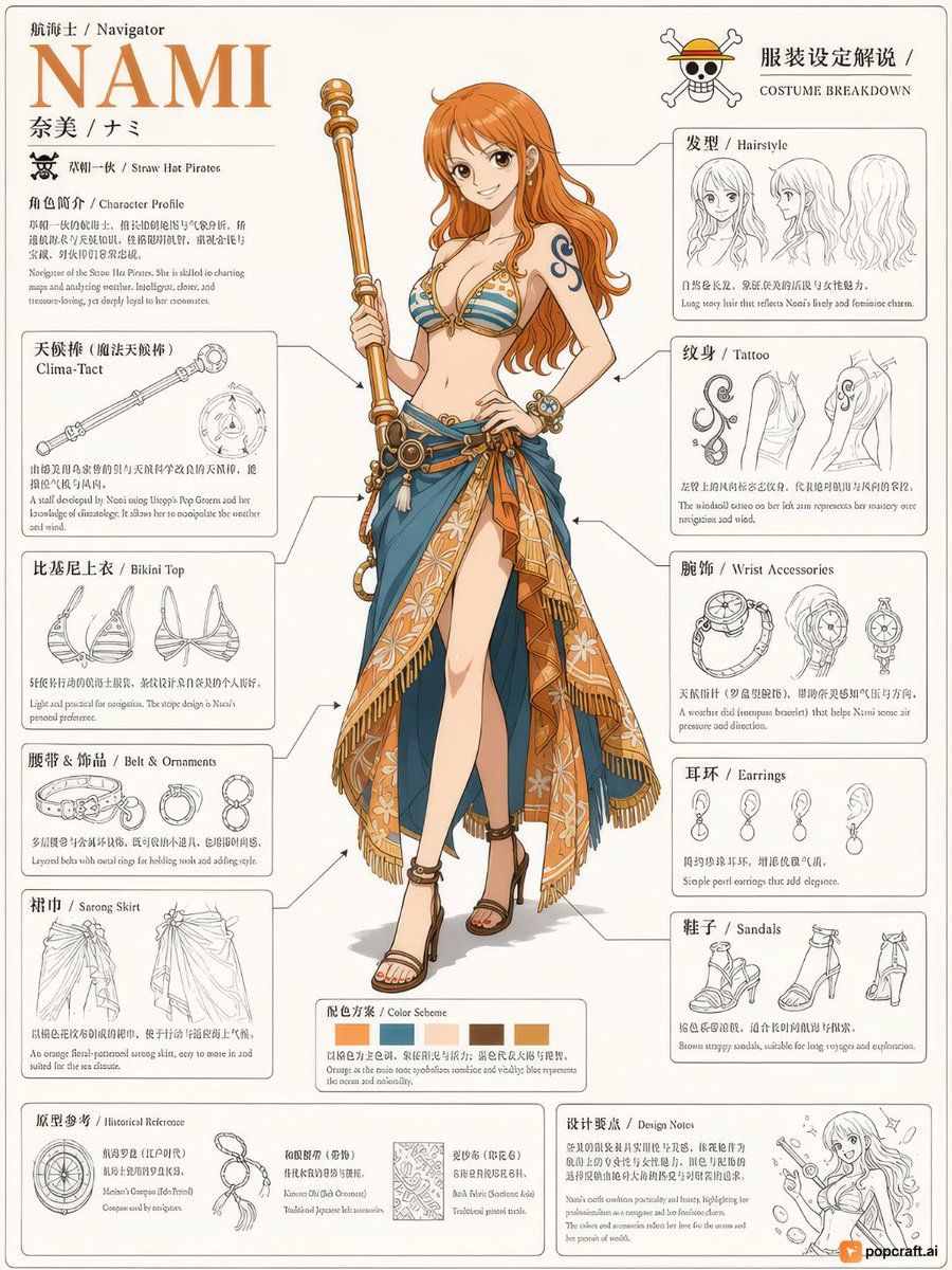 Prompt pour feuille de design de personnage anime