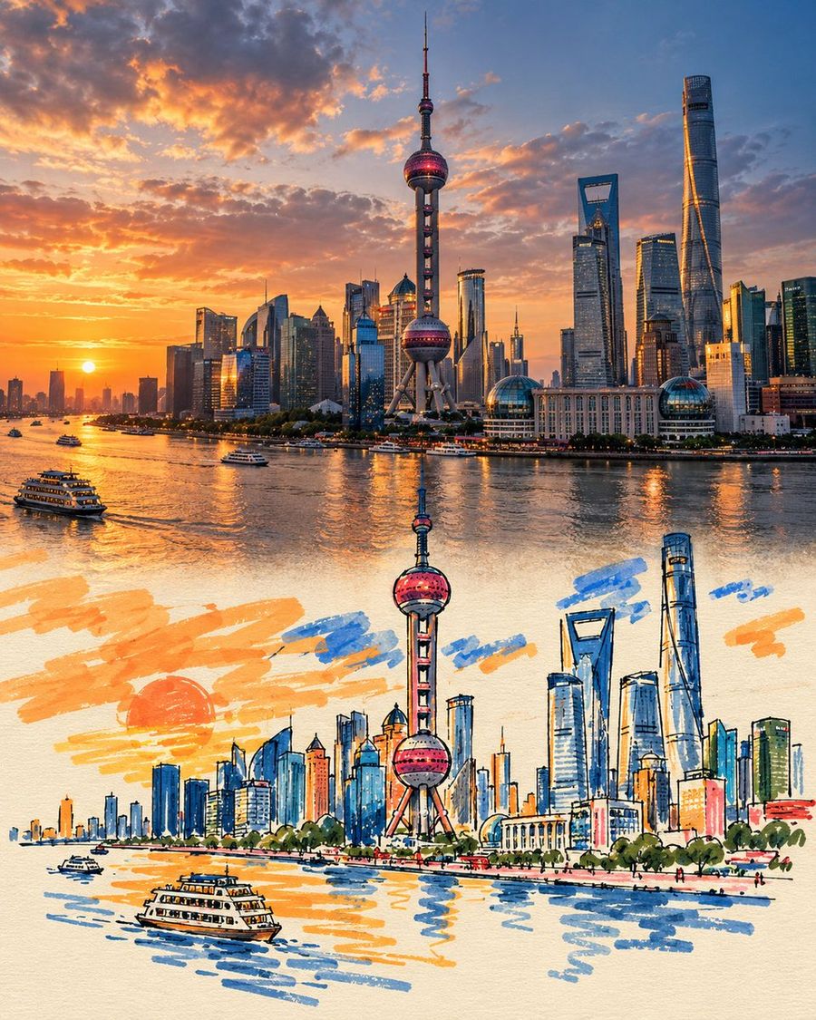 Prompt de Pôster de Viagem com Arte Urbana a partir de Foto
