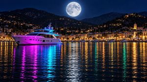 Prompt Neon Yacht Night Harbour