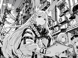 Garota de Manga com Orelhas de Coelho