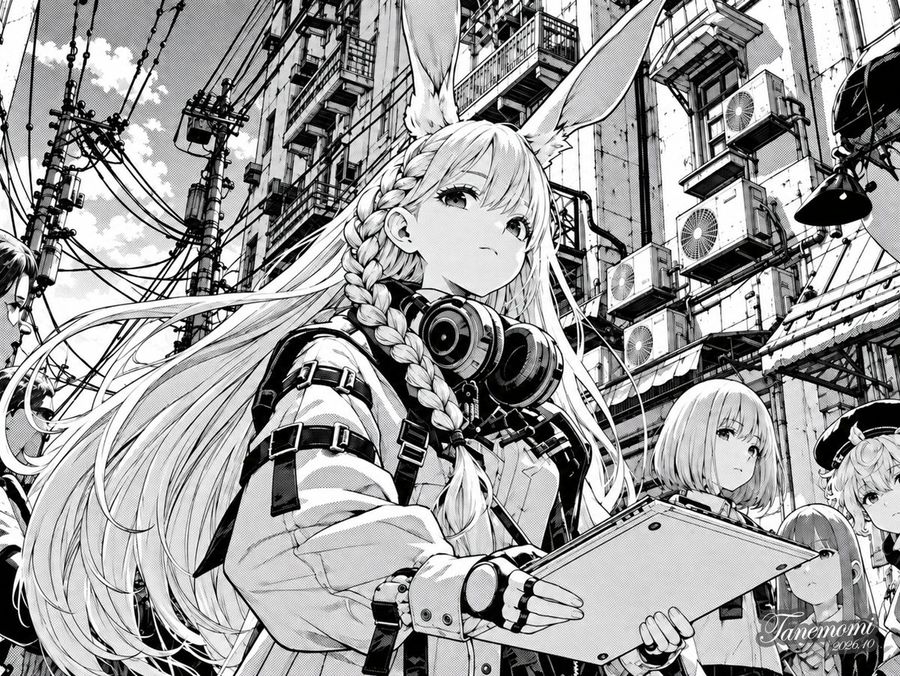 Garota de Manga com Orelhas de Coelho