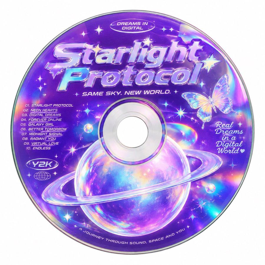 Rótulo de CD Retrofuturista Starlight Dreams