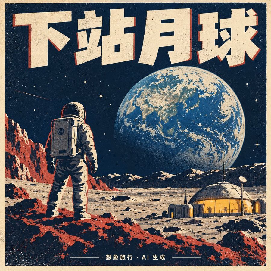 GPT Image 2용 레트로 SF 달 여행 포스터 프롬프트