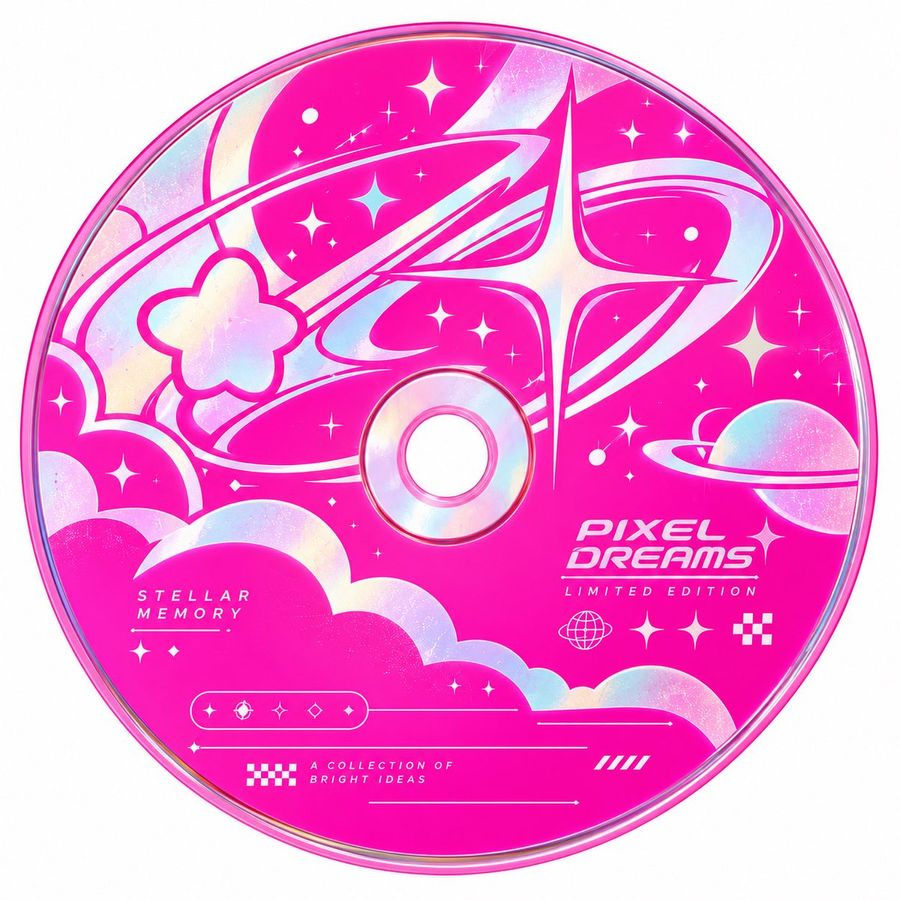 Nhãn đĩa CD Retro-Futuristic Starlight Dreams