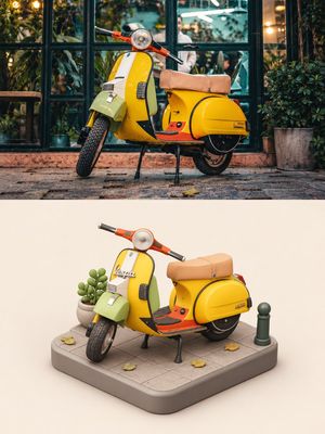 Scooter Vespa: Reale vs Diorama in Miniatura