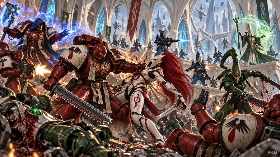 Prompt de Escena de Batalla de Warhammer 40k