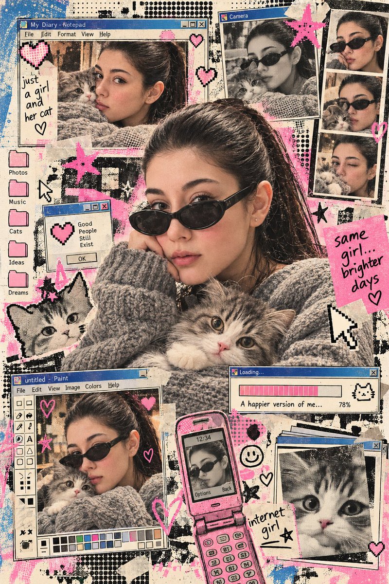 Retrato Nostálgico da Internet Antiga com Gatinho
