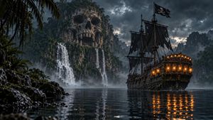 Navio Pirata Próximo ao Penhasco da Caveira