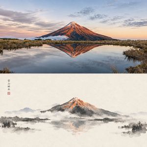 Díptico de Fotografia e Pintura a Nanquim
