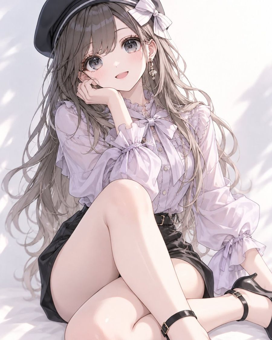 Purple Blouse and Black Shorts Outfit Prompt
