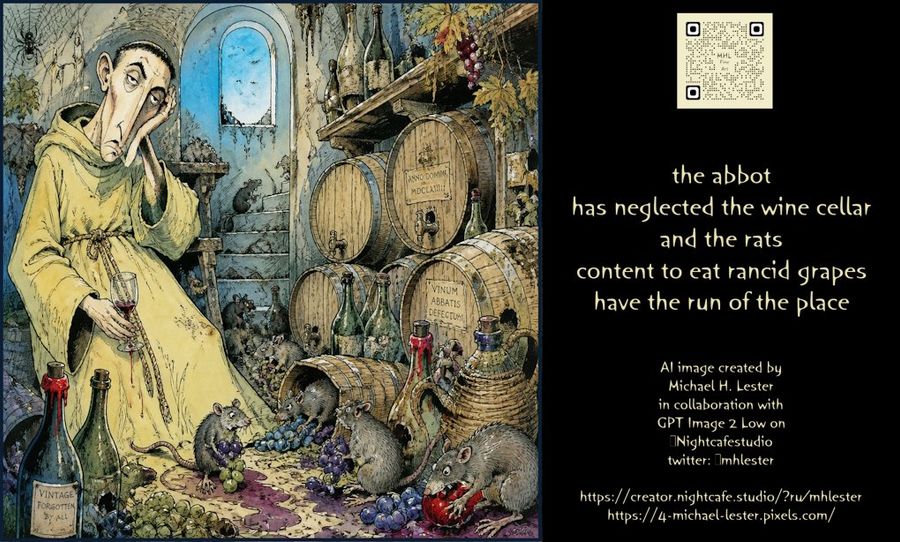 Haiku sobre una bodega de vino descuidada
