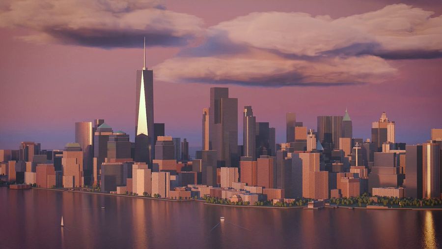 Paisaje urbano 3D de Nueva York en Blender