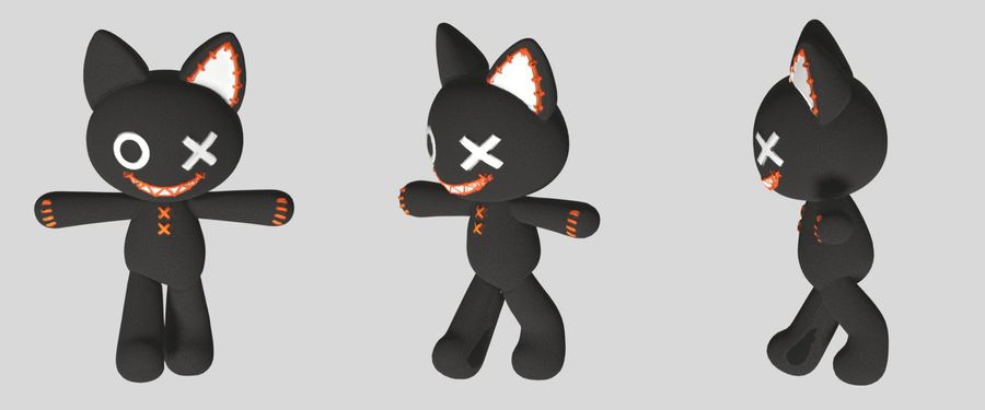 Turnaround de Personagem Gato Preto Voodoo
