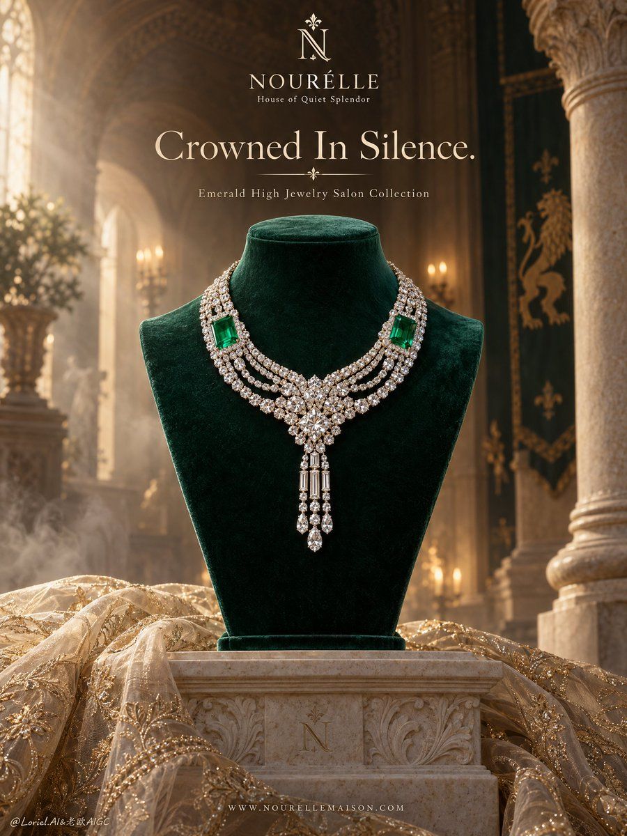 Emerald Diamond Necklace Poster Prompt