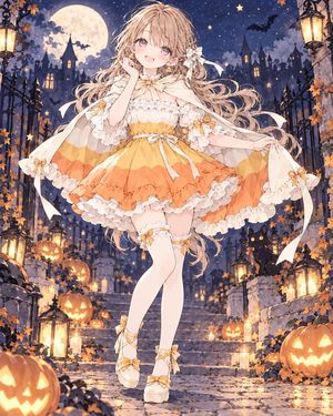 Menina de Halloween com Vestido de Candy Corn - 2
