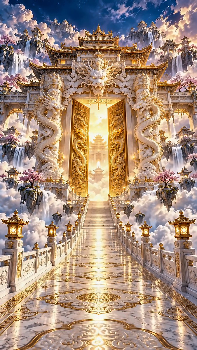 Prompt de imagen GPT: Escena majestuosa de la Puerta Sur del Cielo