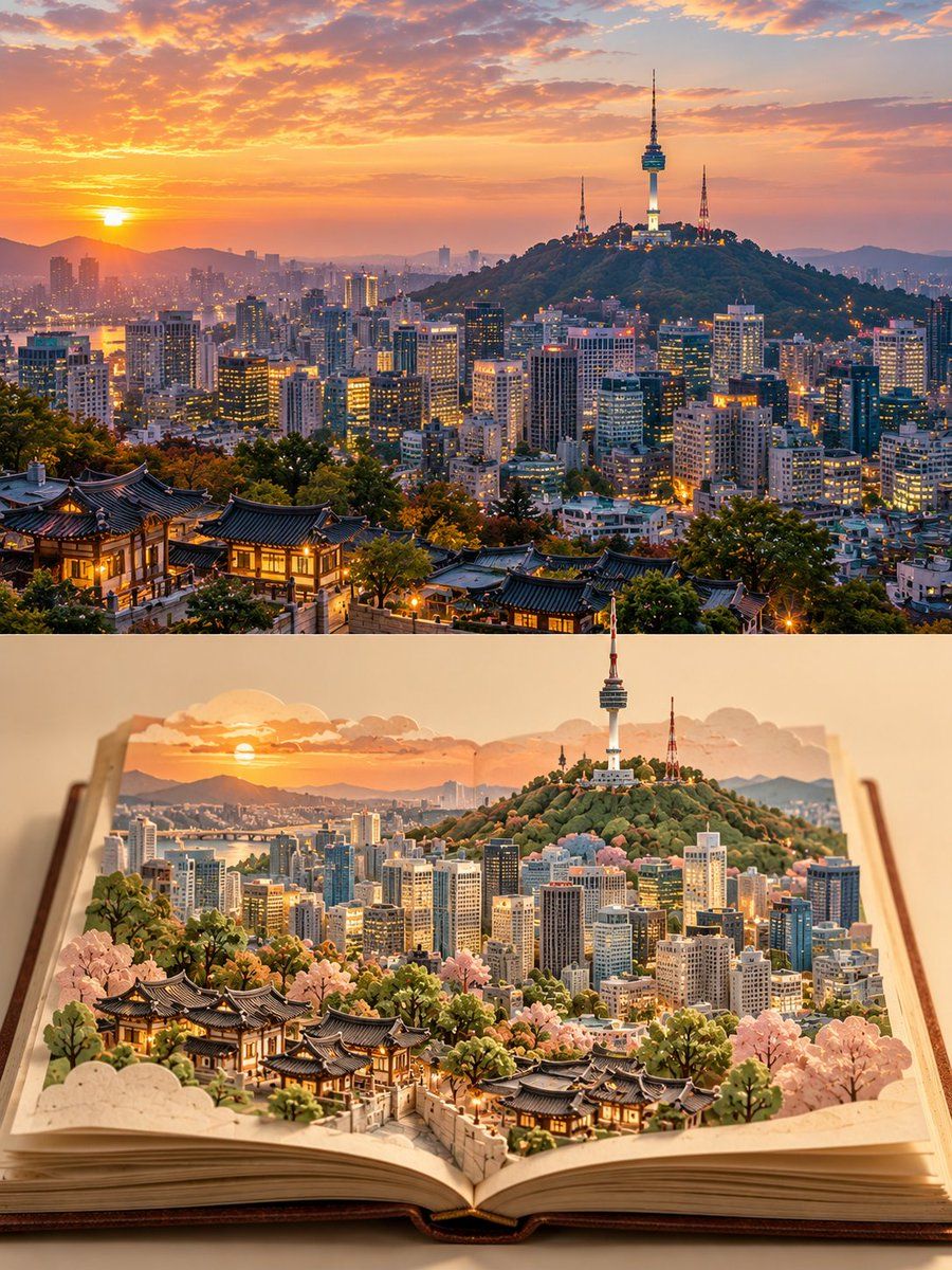 Póster Pop-Up de Papel con Recuerdo de Viaje