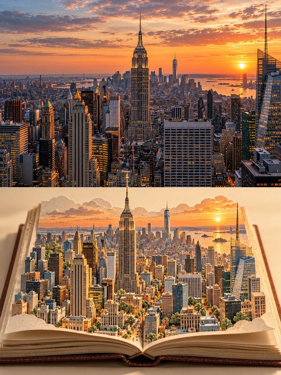 Póster Pop-Up de Papel con Recuerdo de Viaje
