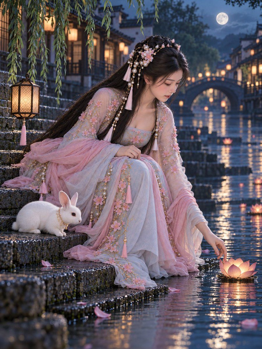 Chang'e libère une lanterne de lotus