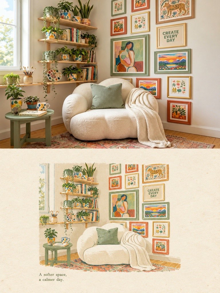 Watercolor Home Interior Transformation