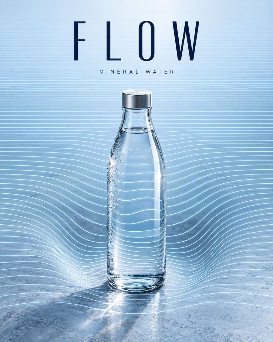 Póster de Refracción por Contorno de Agua Mineral