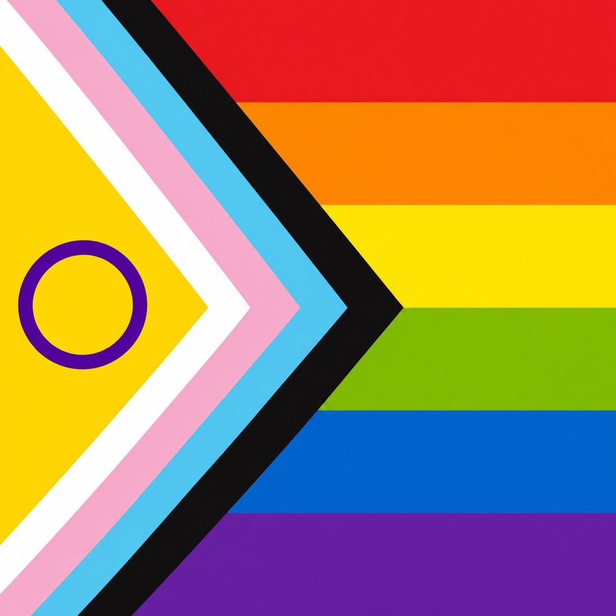 Геометрическая иллюстрация флага Progress Pride