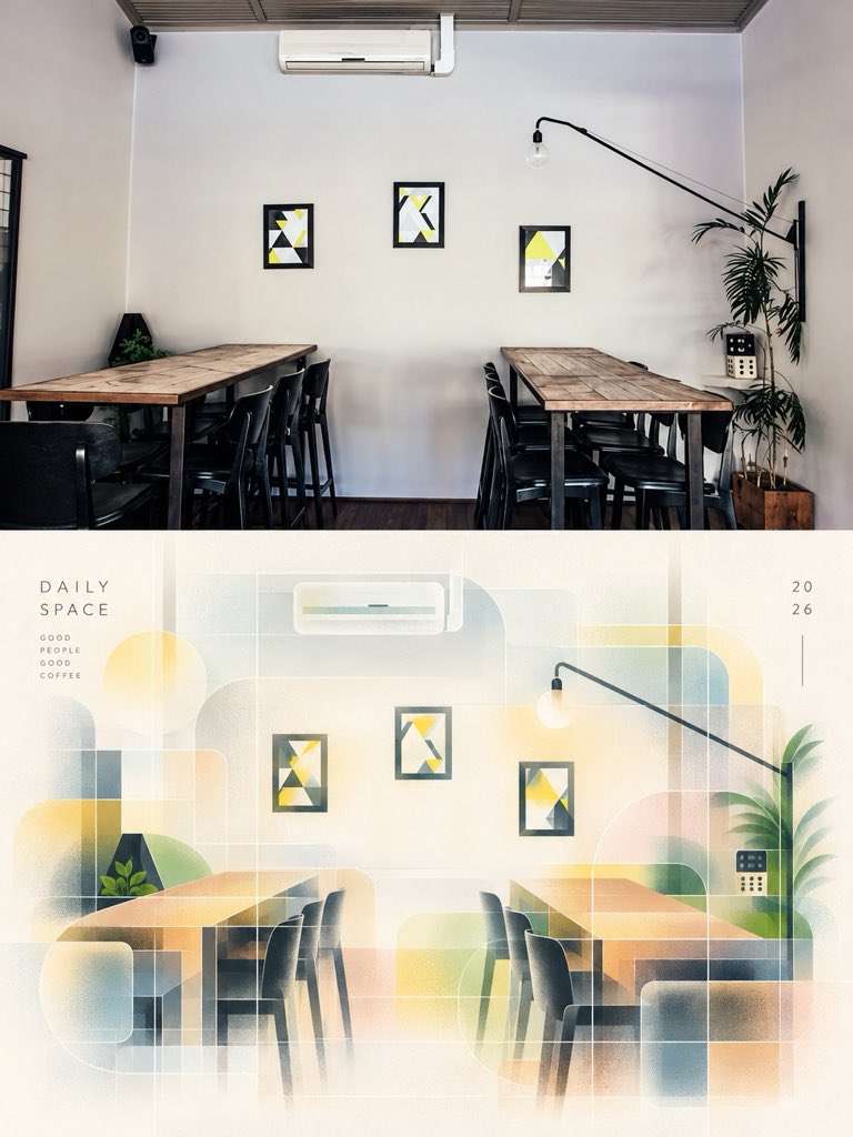 Fotoğraftan Minimalist Editoryal Kafe Afişi