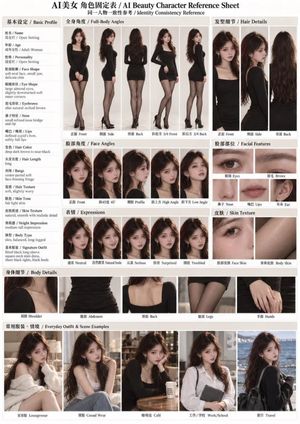 AI Beauty Character Reference Sheet - 4